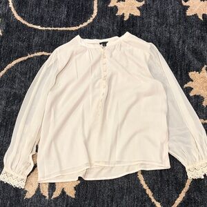 Ann Taylor‎ Cream Blouse with Lace Cuffs
